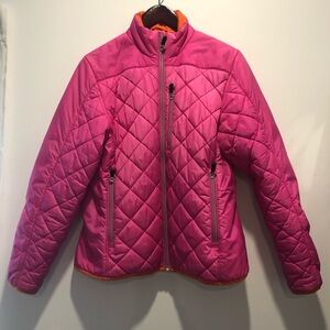 Lands End Pink Quilted Jacket with Orange Lining